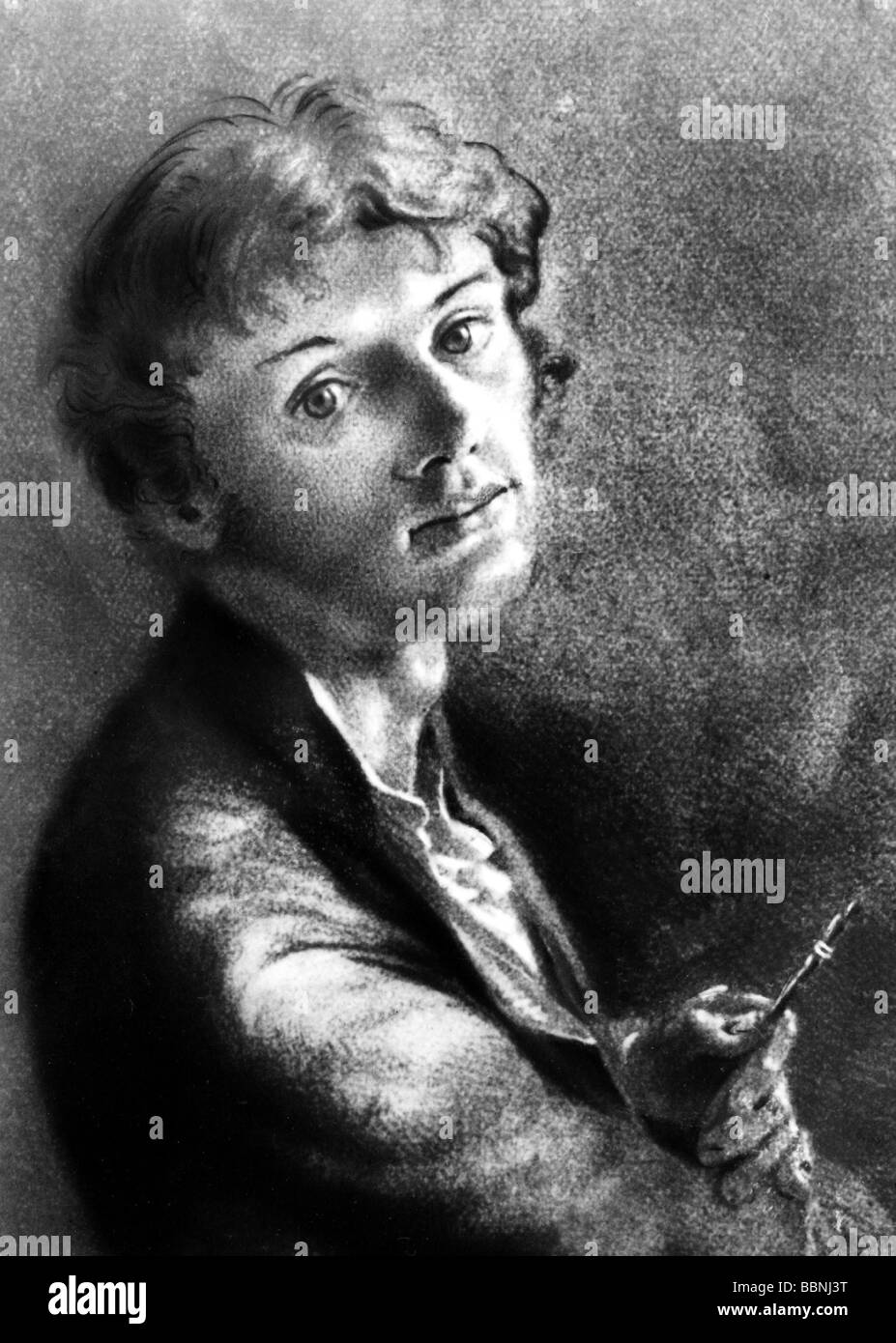 Runge, Philipp Otto, 23.7.1777 - 25.3.1867, peintre allemand, illustrateur, autoportrait, dessin, 1797, Banque D'Images