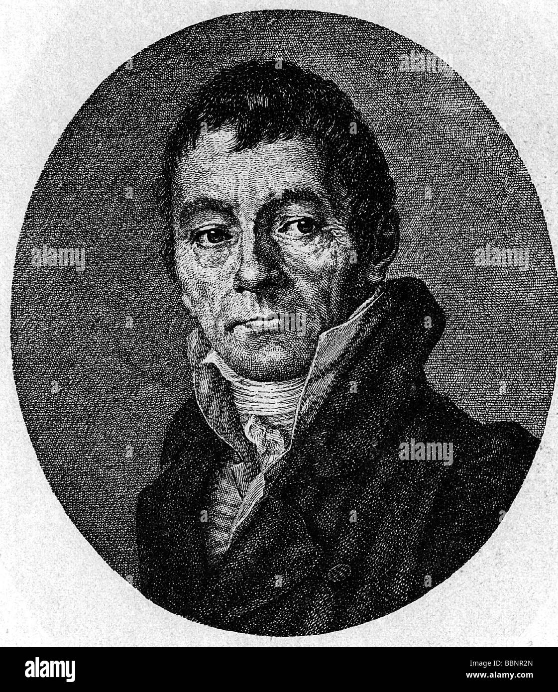 Lèvres, Johann Heinrich, 29.4.1758 - 5.5.1817, l'artiste suisse (peintre et graveur sur cuivre), portrait, gravure sur bois, 19e siècle, Banque D'Images