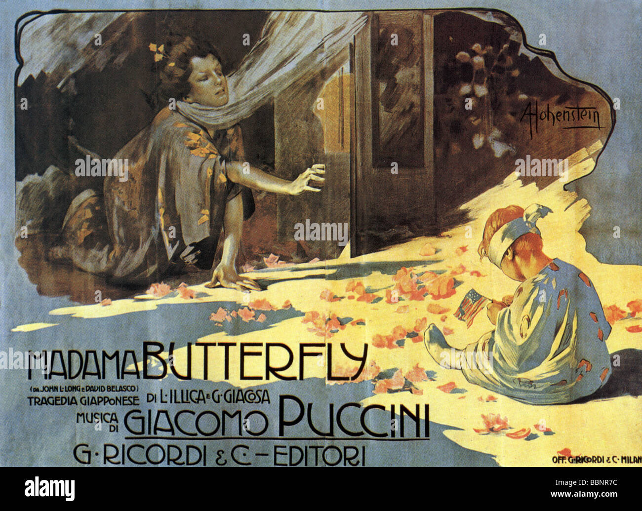 Puccini, Giacomo, 22.12.1858 - 29.11.1924, musicien italien (compositeur), affiche, opéra 'Madame Butterfly', 1904, Banque D'Images