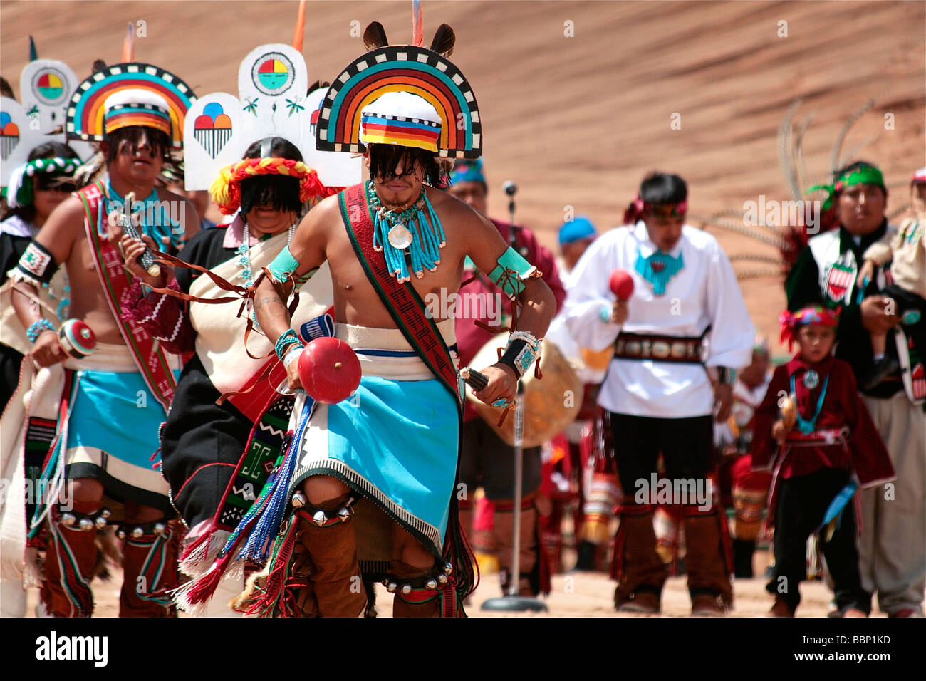 Native American Dancers performing danses cérémonielles Banque D'Images