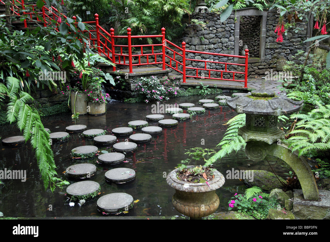 Piscine dans les jardins tropicaux de Monte Palace Funchal Madeira Banque D'Images