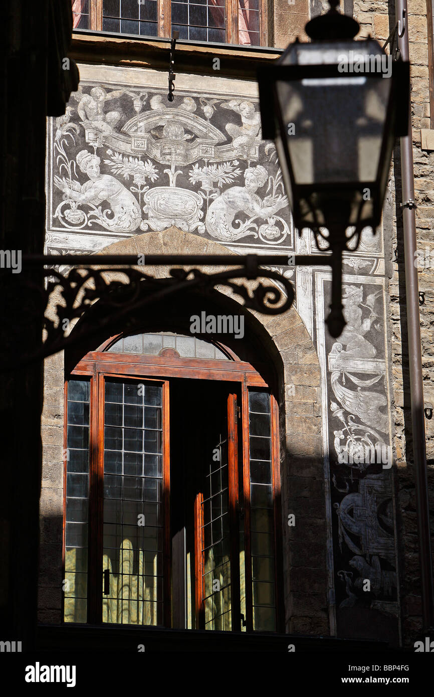 Façade du Palazzo di Bianca Cappello, Florence, Toscane, Italie Banque D'Images