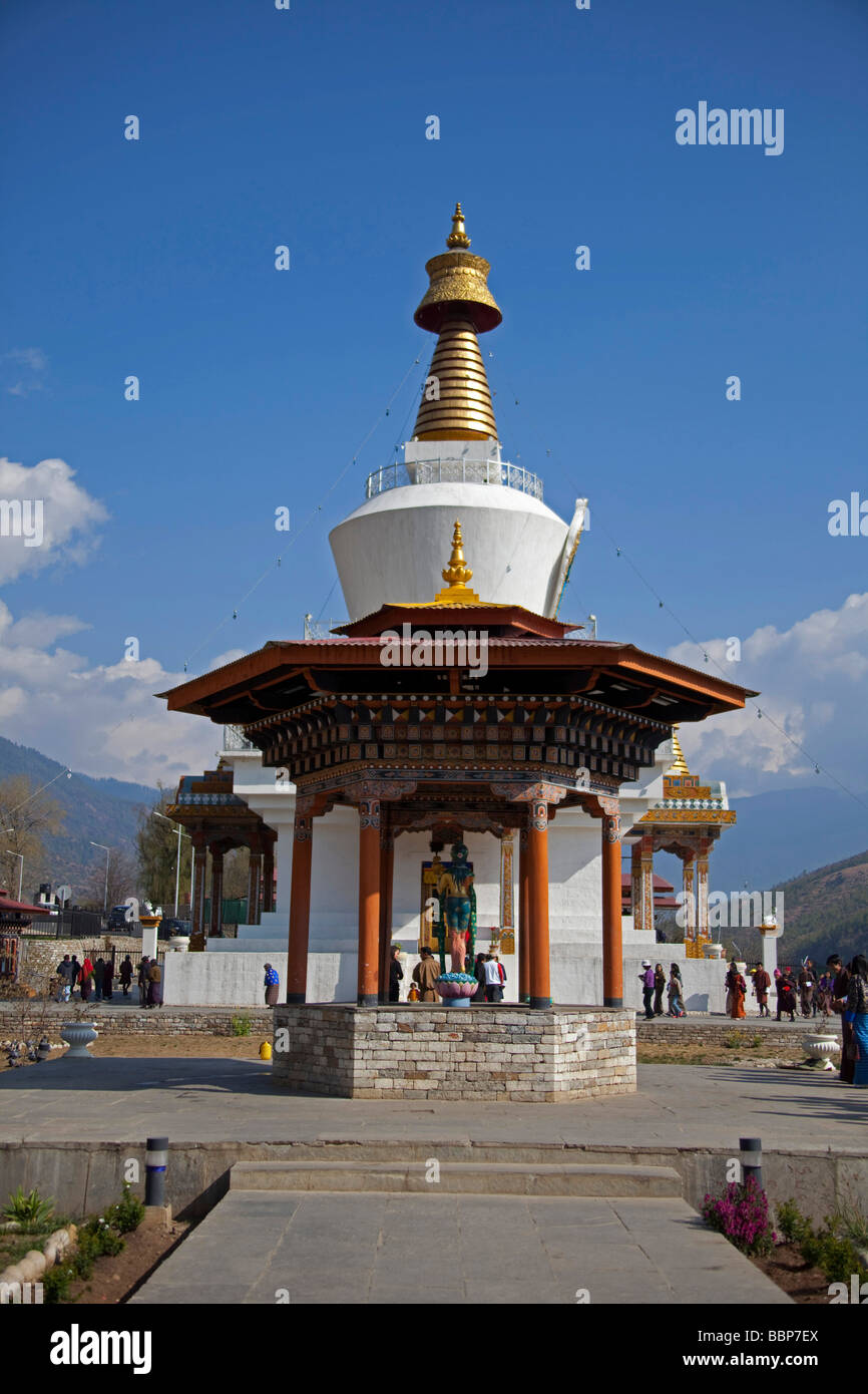 Memorial Chorten temple Tashi Chho Dzong du Bhoutan Thimphu journée ensoleillée,destination voyage 90906 Bhutan-Thimphu Banque D'Images