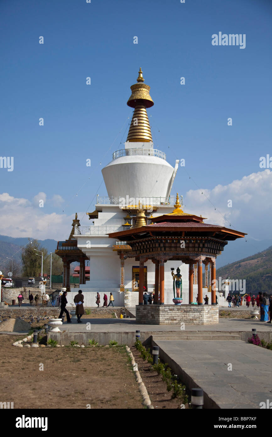 Memorial Chorten temple Tashi Chho Dzong du Bhoutan Thimphu journée ensoleillée,destination voyage 90905 Bhutan-Thimphu Banque D'Images