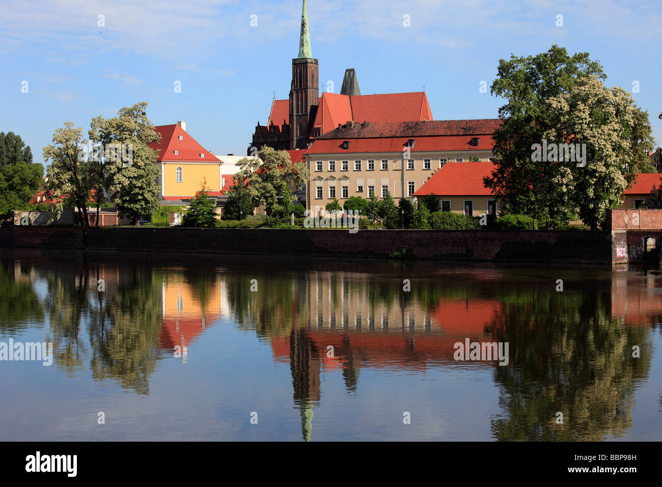 L'île de la cathédrale de Wroclaw Pologne Oder Banque D'Images