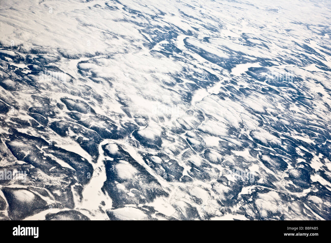 L'awe-inspiring calotte polaire peut être vu dans cette vue à partir d'un avion, en provenance de Francfort, Allemagne, à Washington, DC. Banque D'Images