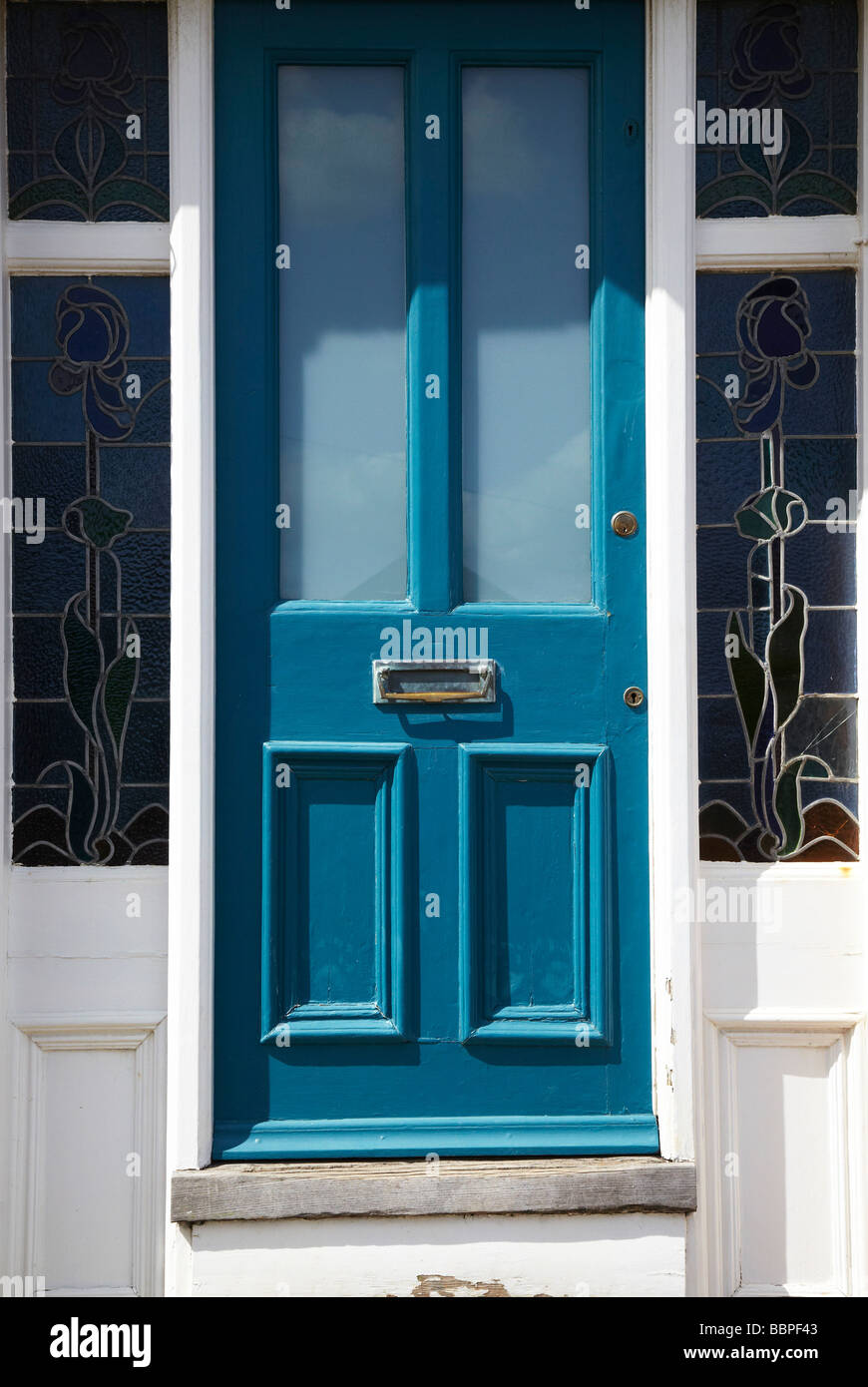 Ancien bleu porte avant, porte avant Banque D'Images