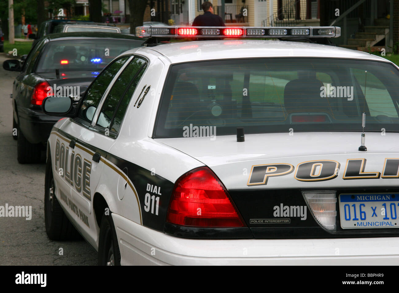 Les voitures de police américaines Grosse Pointe Park Michigan USA Banque D'Images