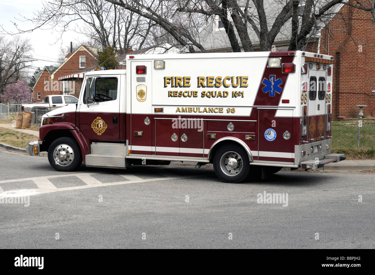 Ambulance Pompiers Bladensburg Banque D'Images