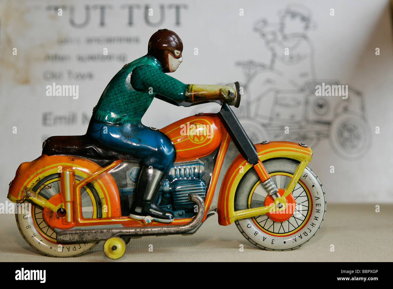 MINIATURES de motos anciennes, Jouets Anciens SHOP 'tut-tut', Amsterdam, Pays-Bas Banque D'Images