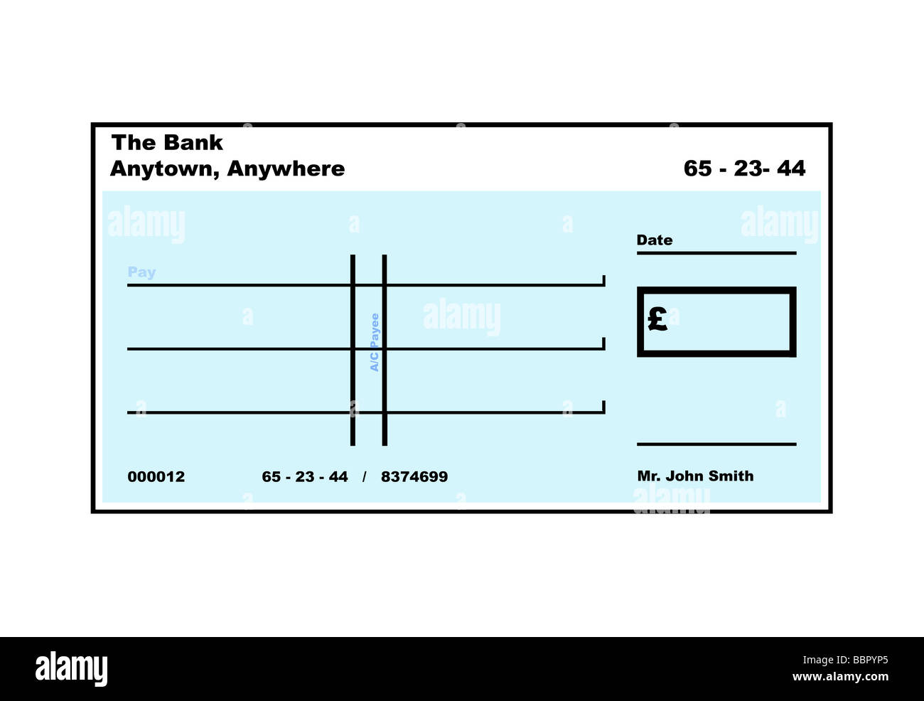 Vérifier l'anglais vierge illustration avec copie espace isolé sur fond blanc Banque D'Images