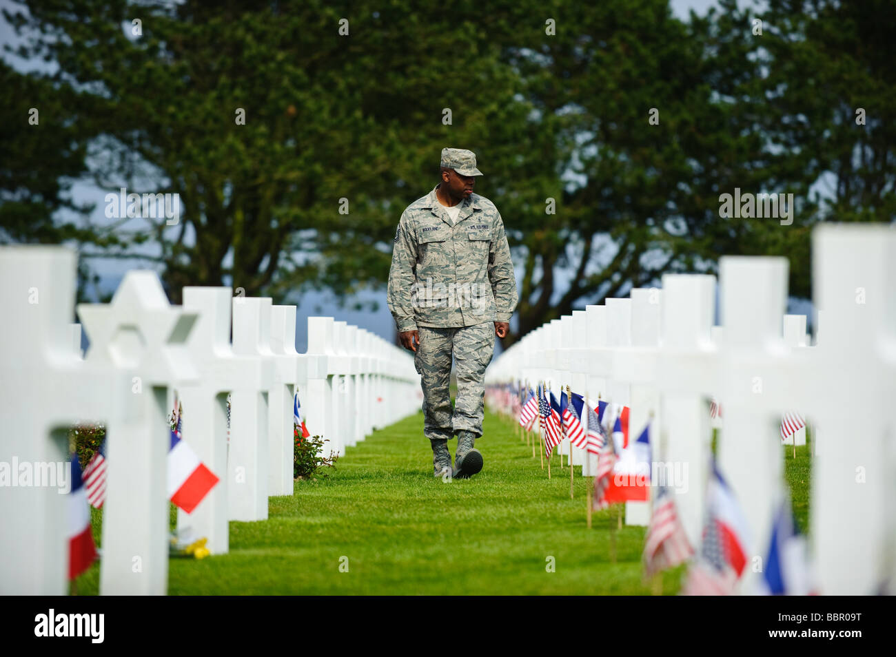 65e anniversaire du Jour J, cimetière américain de Normandie Banque D'Images