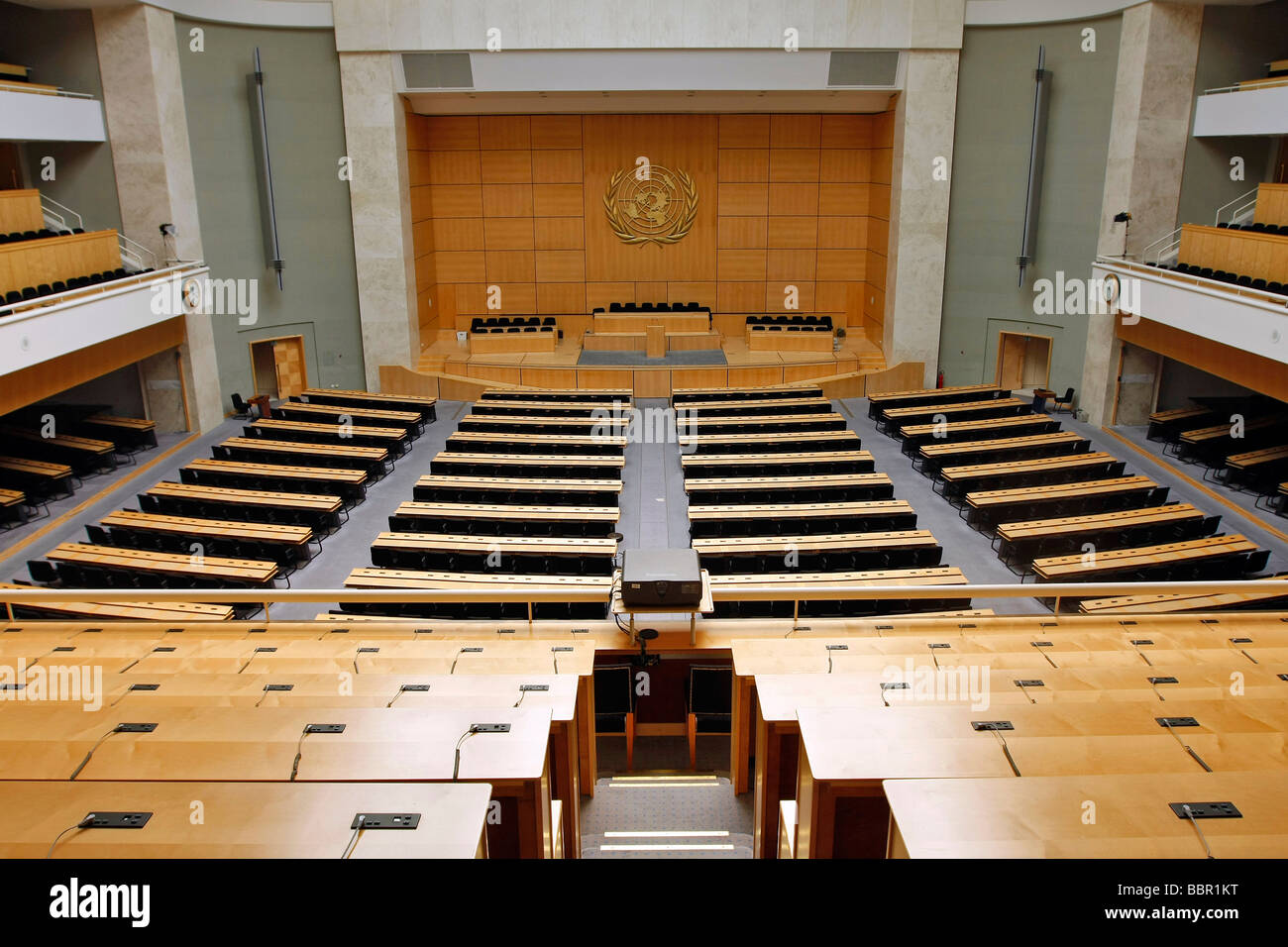La grande salle de l'Assemblée, PALAIS DES NATIONS UNIES, LES BUREAUX DES NATIONS UNIES, Genève, Suisse Banque D'Images