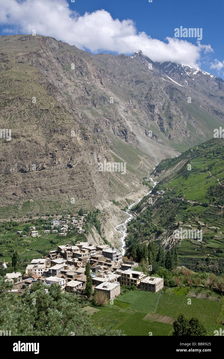 Khardang village. Keylong. Bhaga valley. L'Himachal Pradesh. L'Inde Banque D'Images