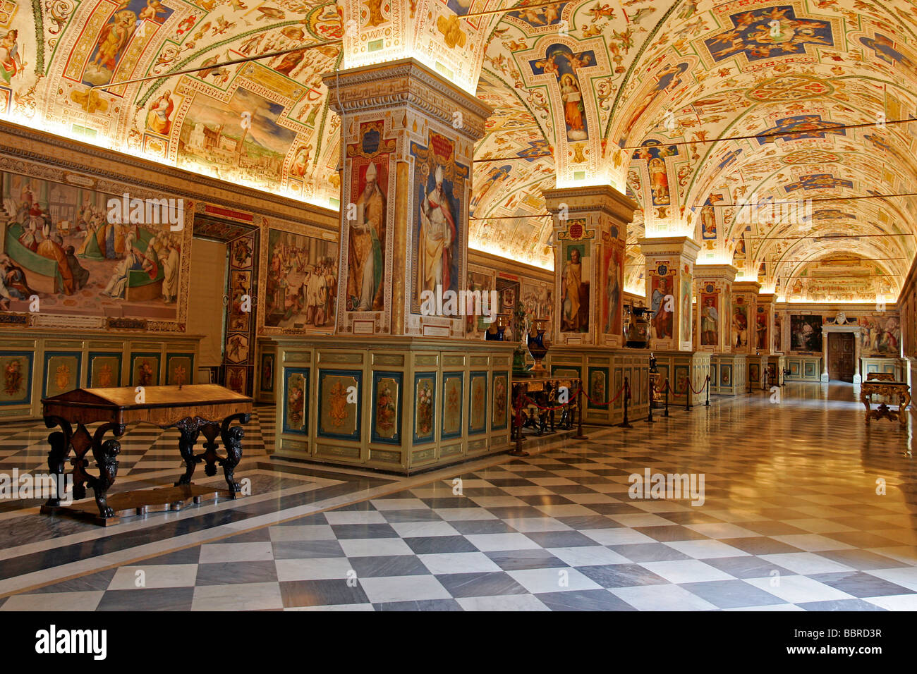 Peintures murales DANS LE MUSÉE DU VATICAN, Italie Banque D'Images