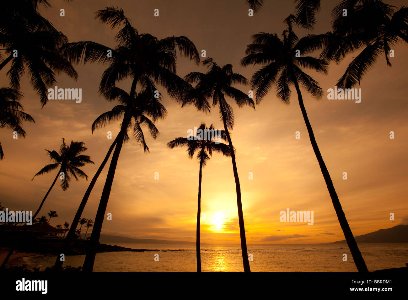 Coucher de Kapalua Beach Maui Hawaii Banque D'Images