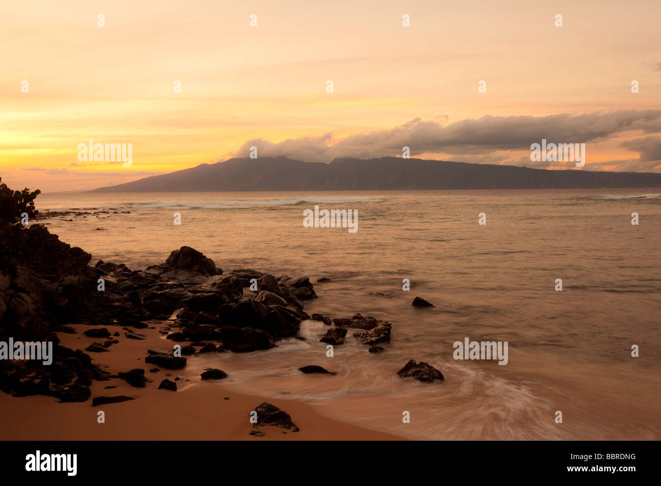Coucher de Kapalua Beach Maui Hawaii Banque D'Images