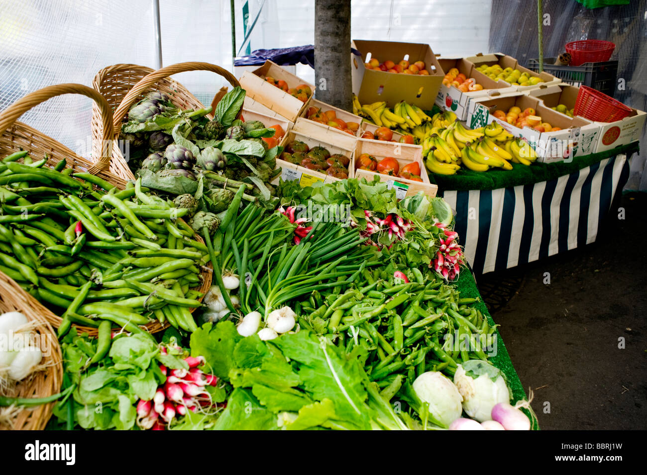 Paris France, à l'extérieur, Bio Shopping Marché de fermiers détail Afficher, légumes frais Banque D'Images