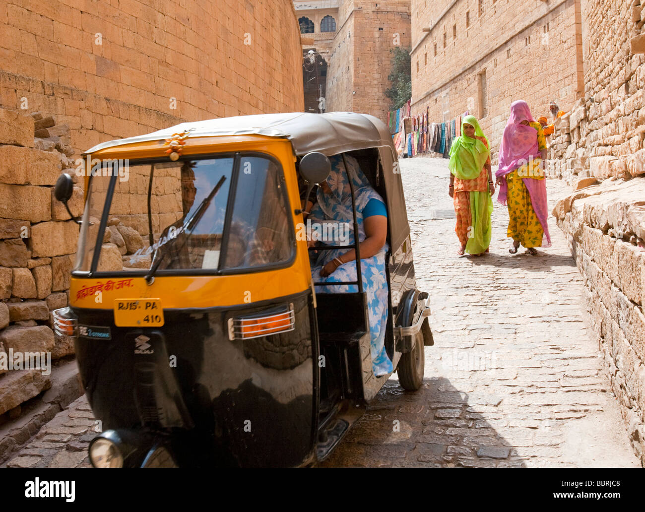 Pousse-pousse à moteur Rajashan Jaisalmer Inde Banque D'Images