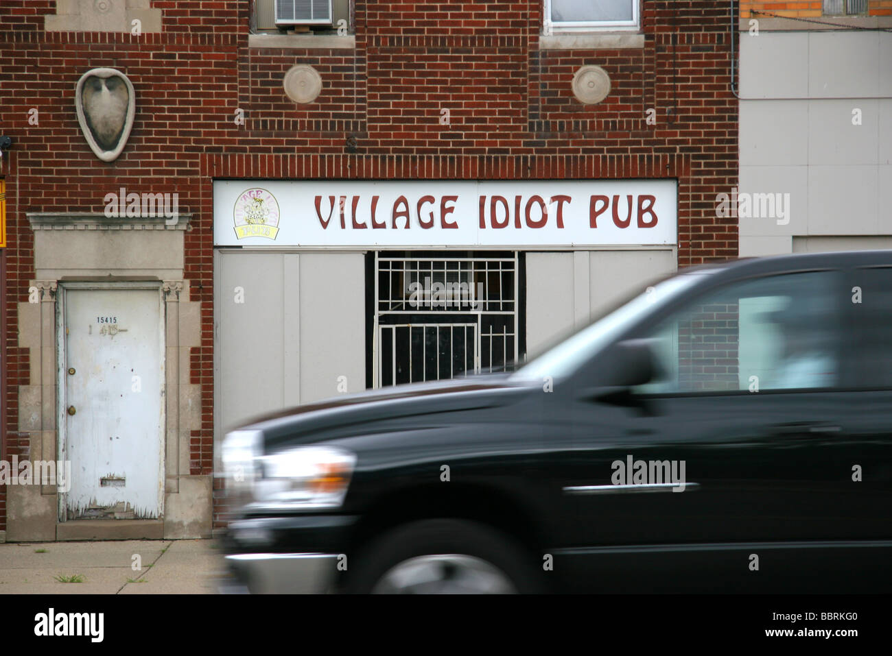 L'Idiot du Village Pub sur Mack Avenue Michigan Detroit USA Banque D'Images