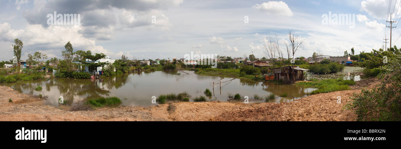 Panorama du lac de pêche au Vietnam Banque D'Images