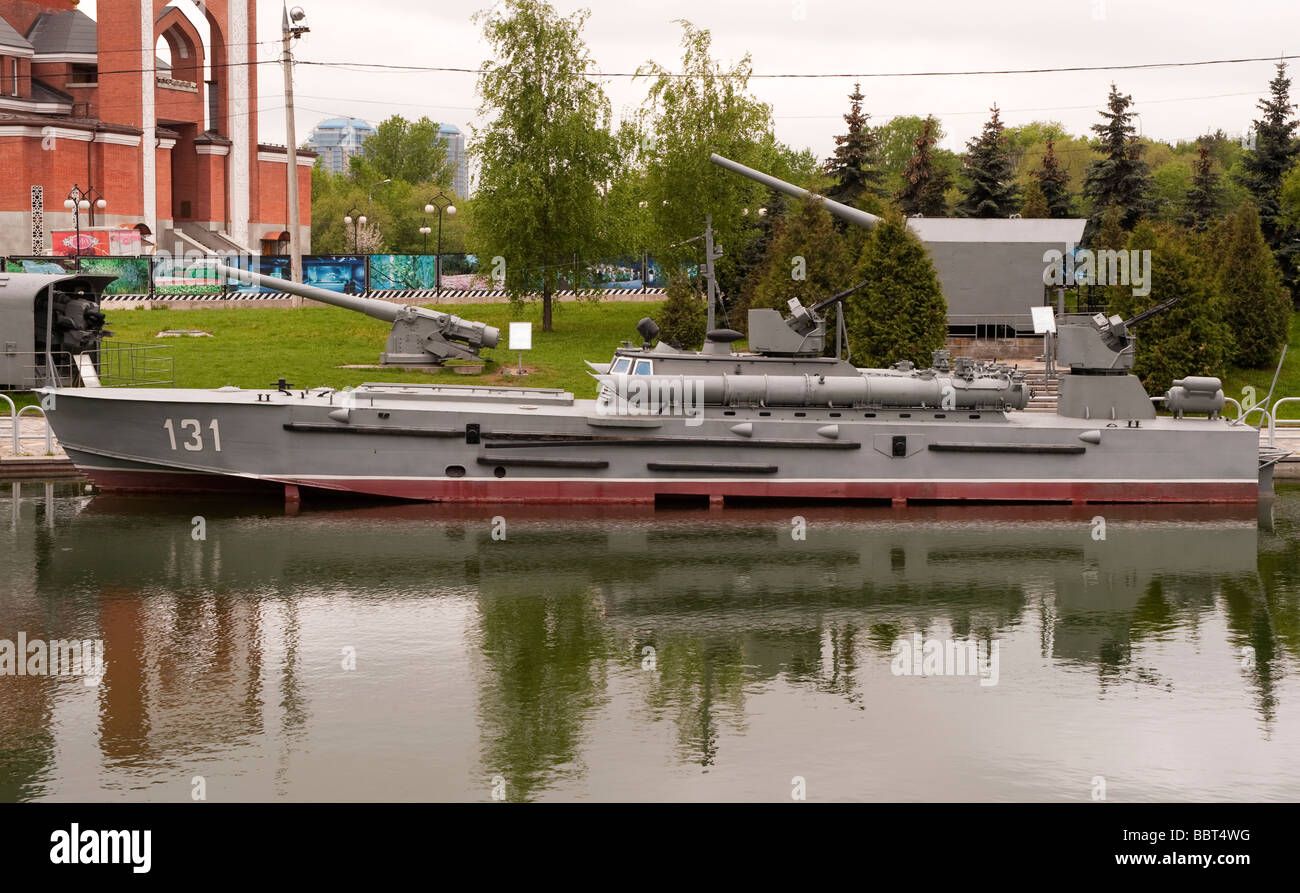 'Kosmolets' lance-torpilles à l'exposition de la Marine, Park Pobedy, 'Parc de la victoire', Poklonnaya Hill, Moscou, Russie Banque D'Images