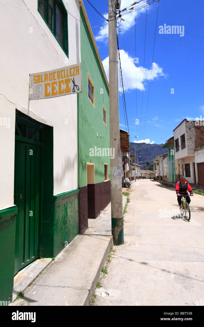 San Mateo, Boyacá, Colombie, Amérique du Sud, détail d'une rue Banque D'Images