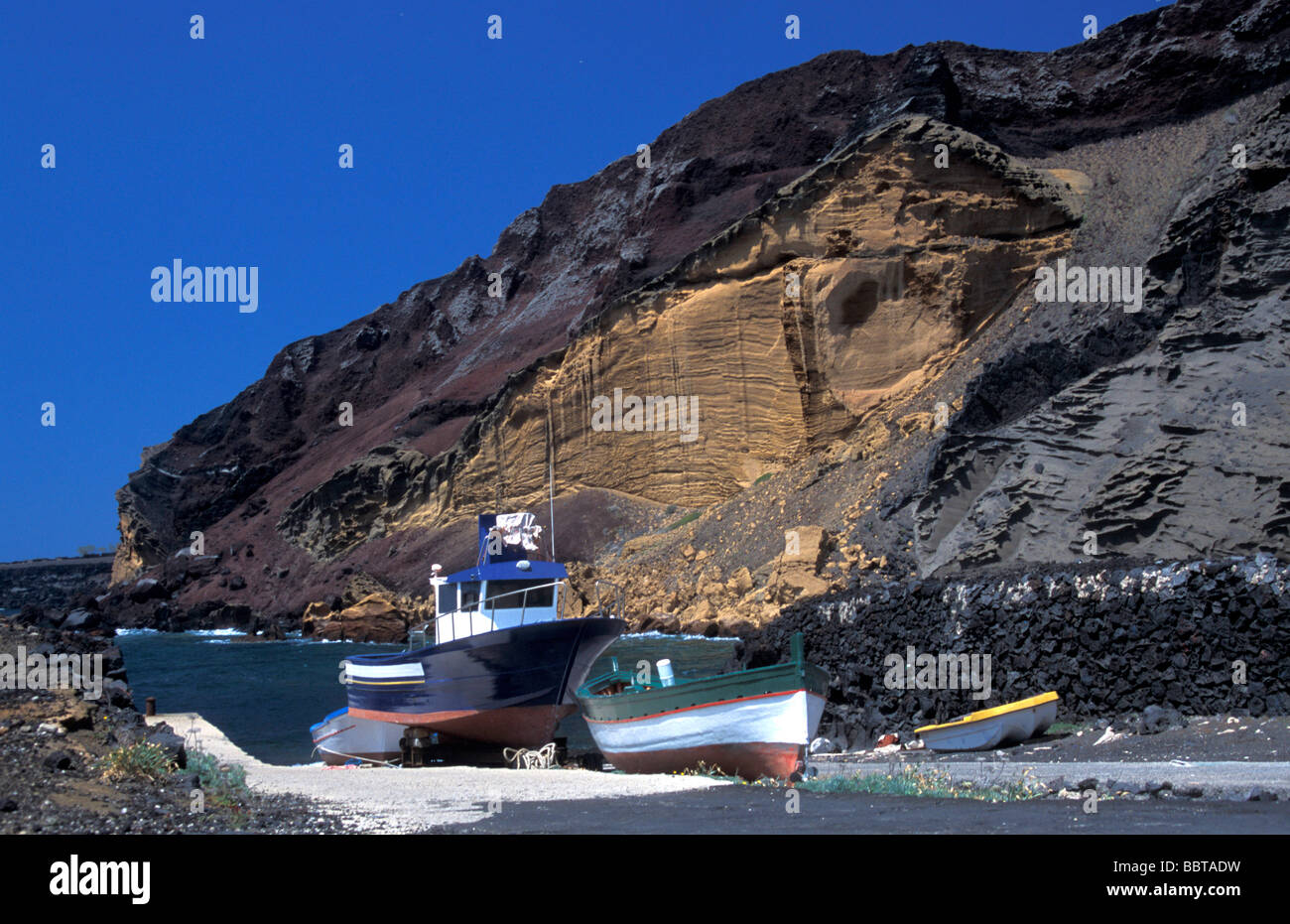 Littoral, l'île de Linosa, îles Pélagie, Sicile, Italie Banque D'Images