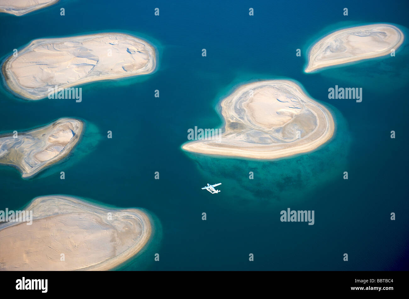 Le Monde des îles artificielles de Dubaï dans le Golfe arabique Banque D'Images