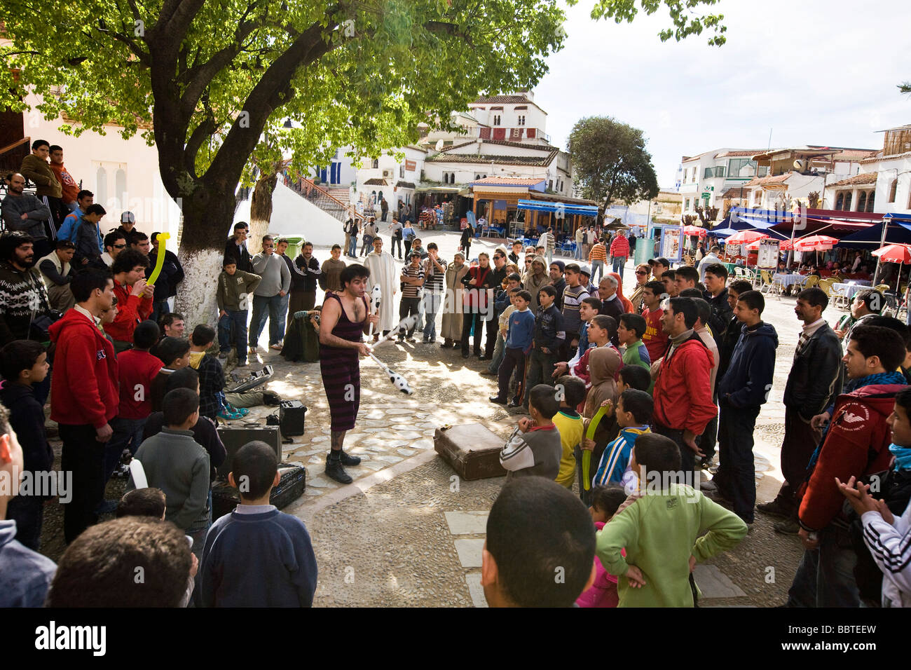 Plaza Uta el-Hammam, Chefchaouen, Maroc, Afrique du Nord Banque D'Images