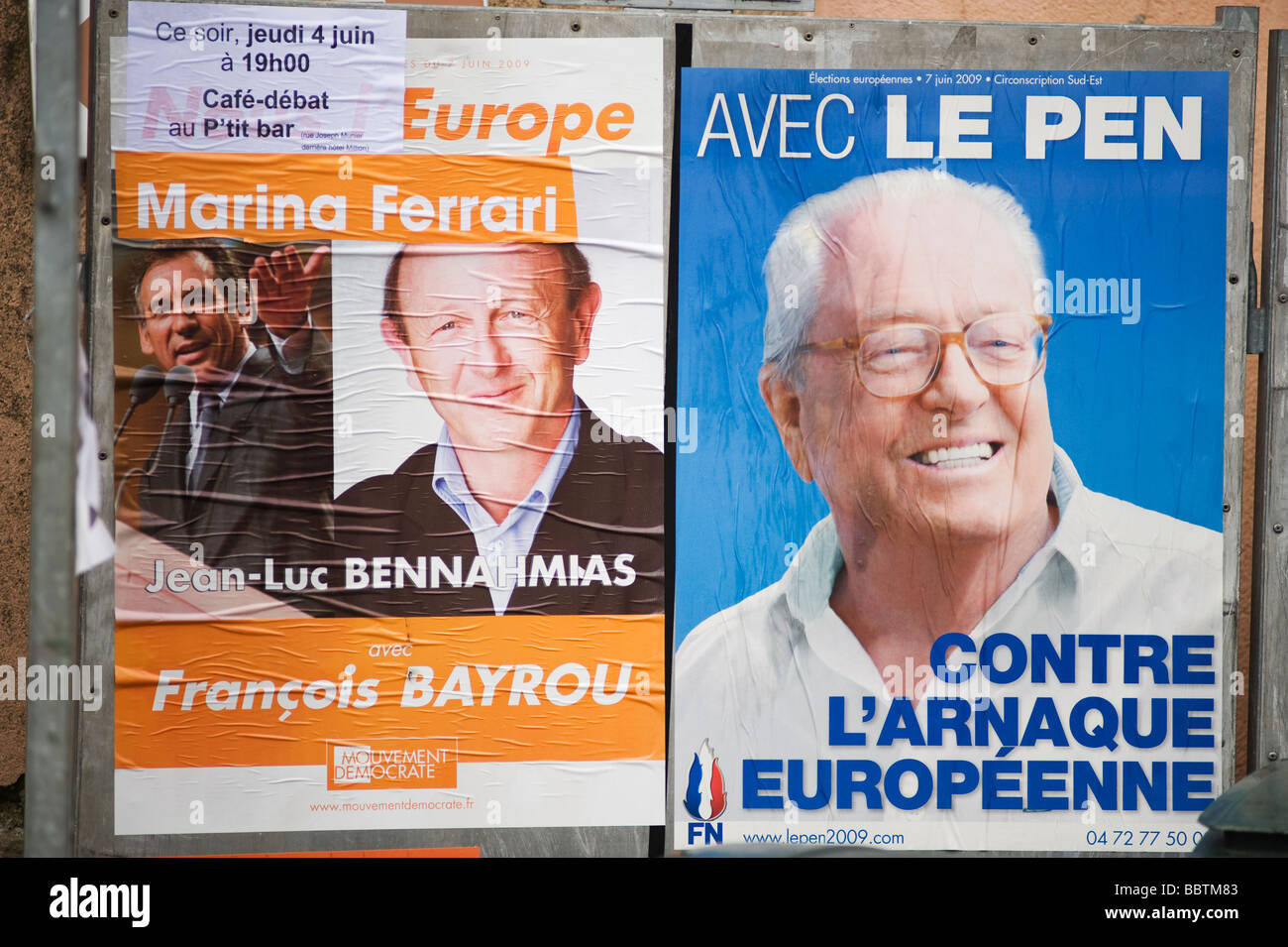Des affiches pour les élections européennes en France Juin 2009 Banque D'Images