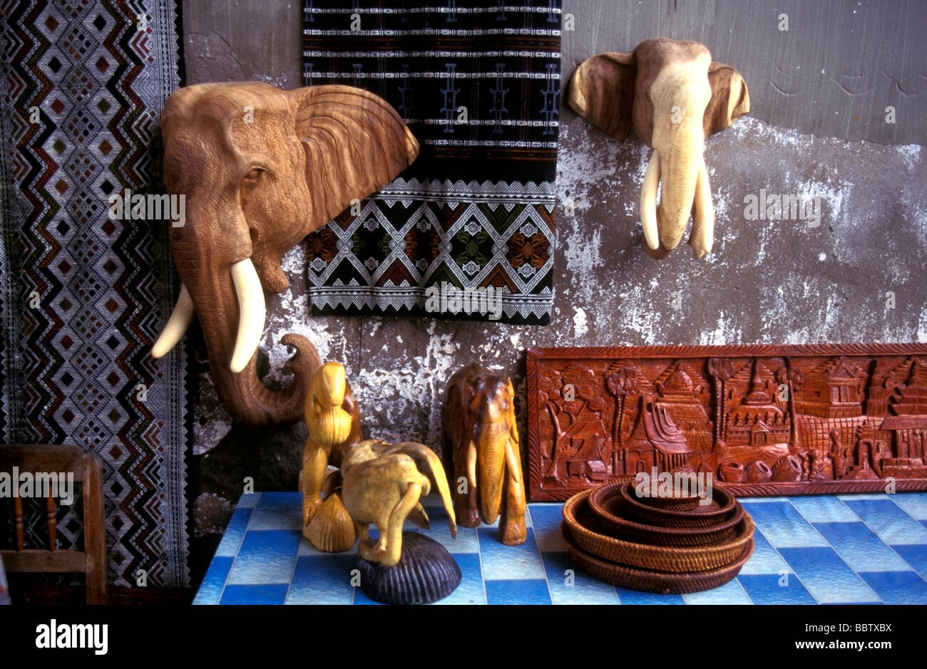 Souvenirs de l'éléphant sculpté à Vientiane au Laos Banque D'Images