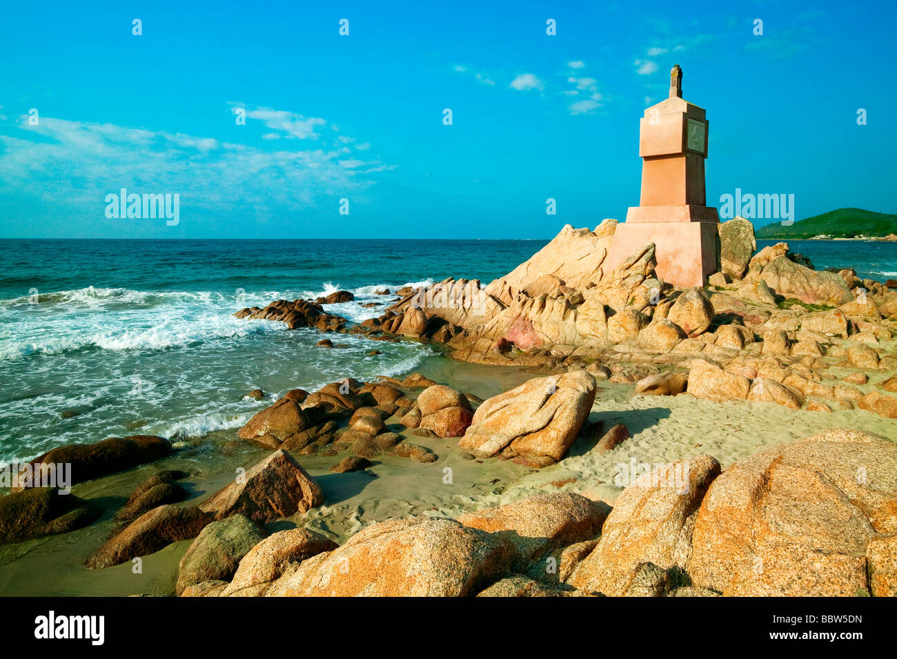 Plage de terre sacrée Corse France Banque D'Images