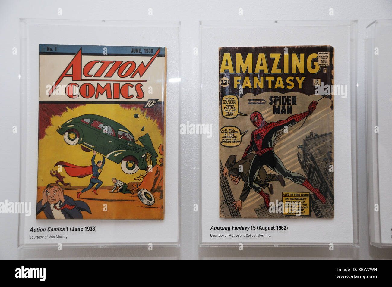 La bande dessinée dans le Metropolitan Museum of Art exposition sur les super-héros. Banque D'Images