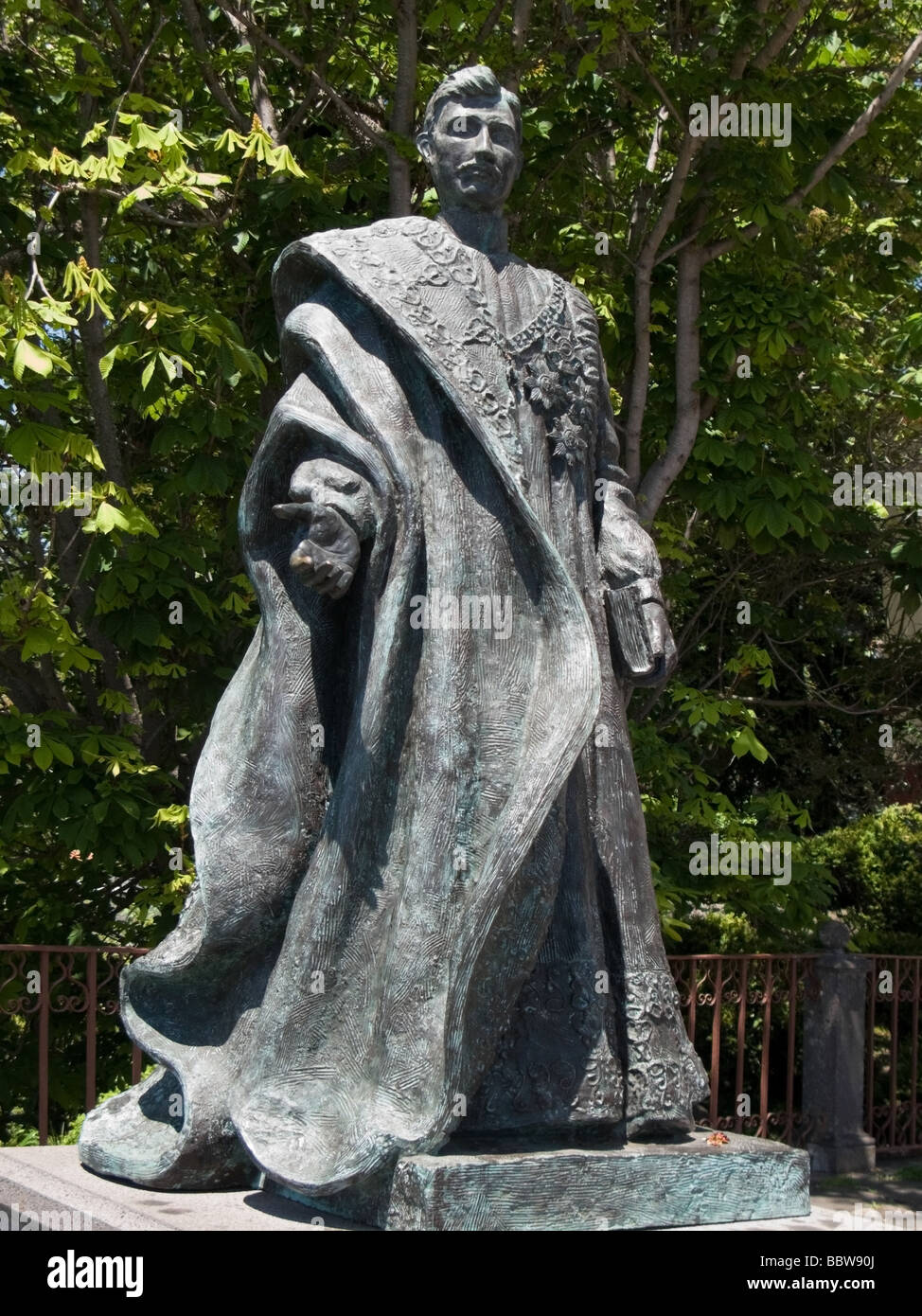 Statue de Charles Ier d'Autriche en exil, qui est mort d'une pneumonie à Madère, Nossa Senhora do Monte, Monte, Funchal, Madère Banque D'Images
