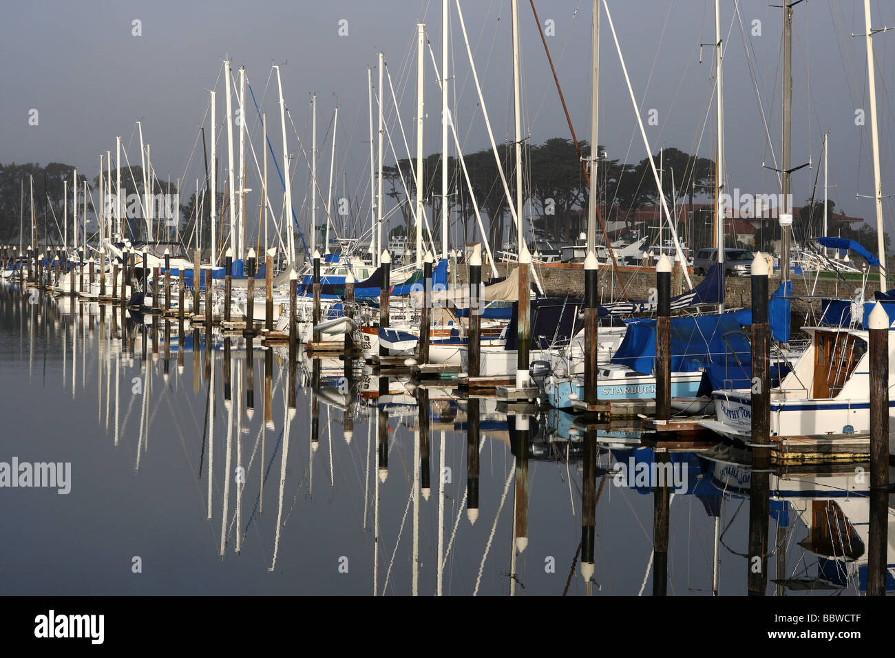 La voile des bateaux amarrés dans le port de San Francisco USA Banque D'Images
