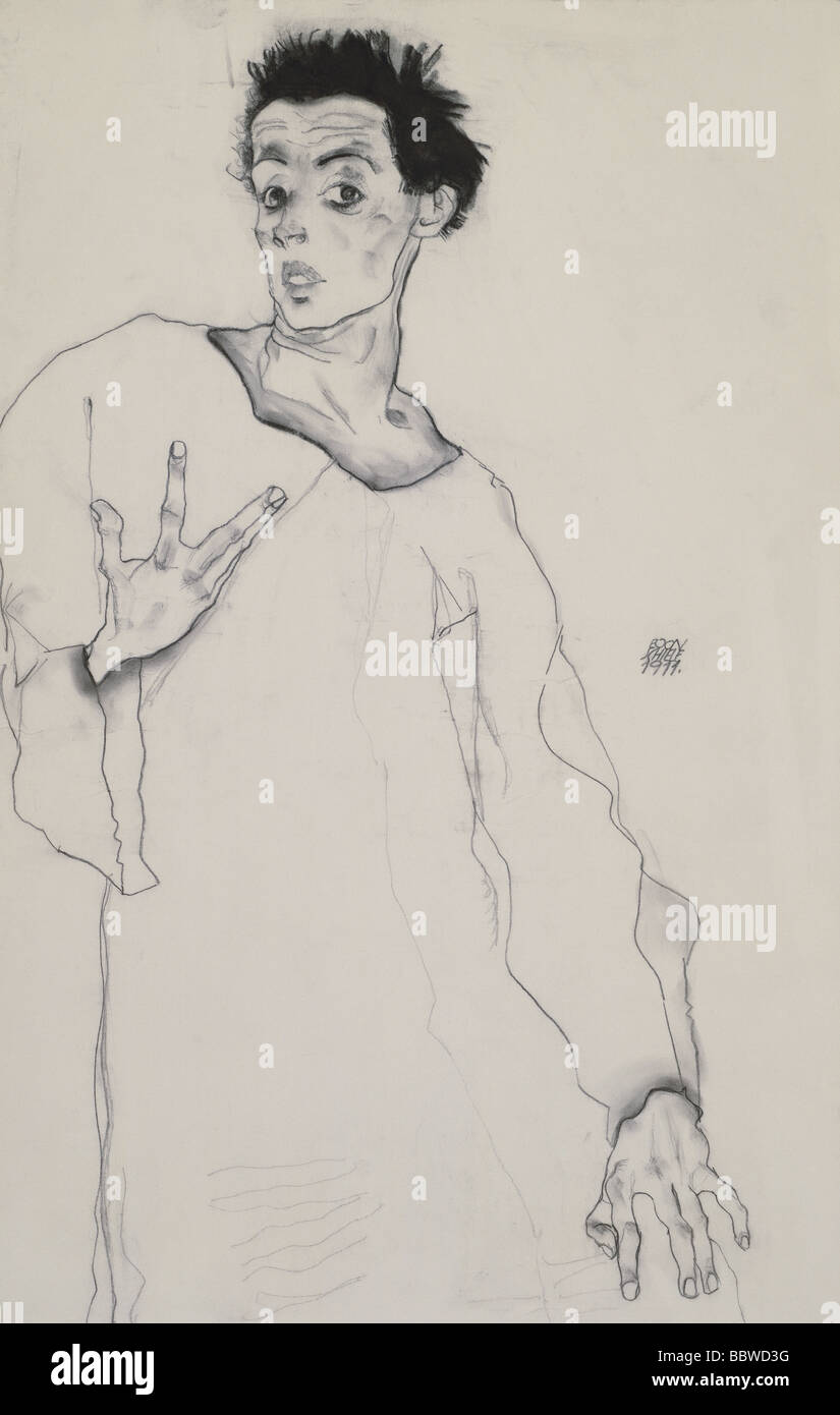 Beaux-arts, Schiele, Egon, (1890 - 1918), peinture, 'pantomime', 1911, collection privée, Suisse, l'expressionnisme, Banque D'Images