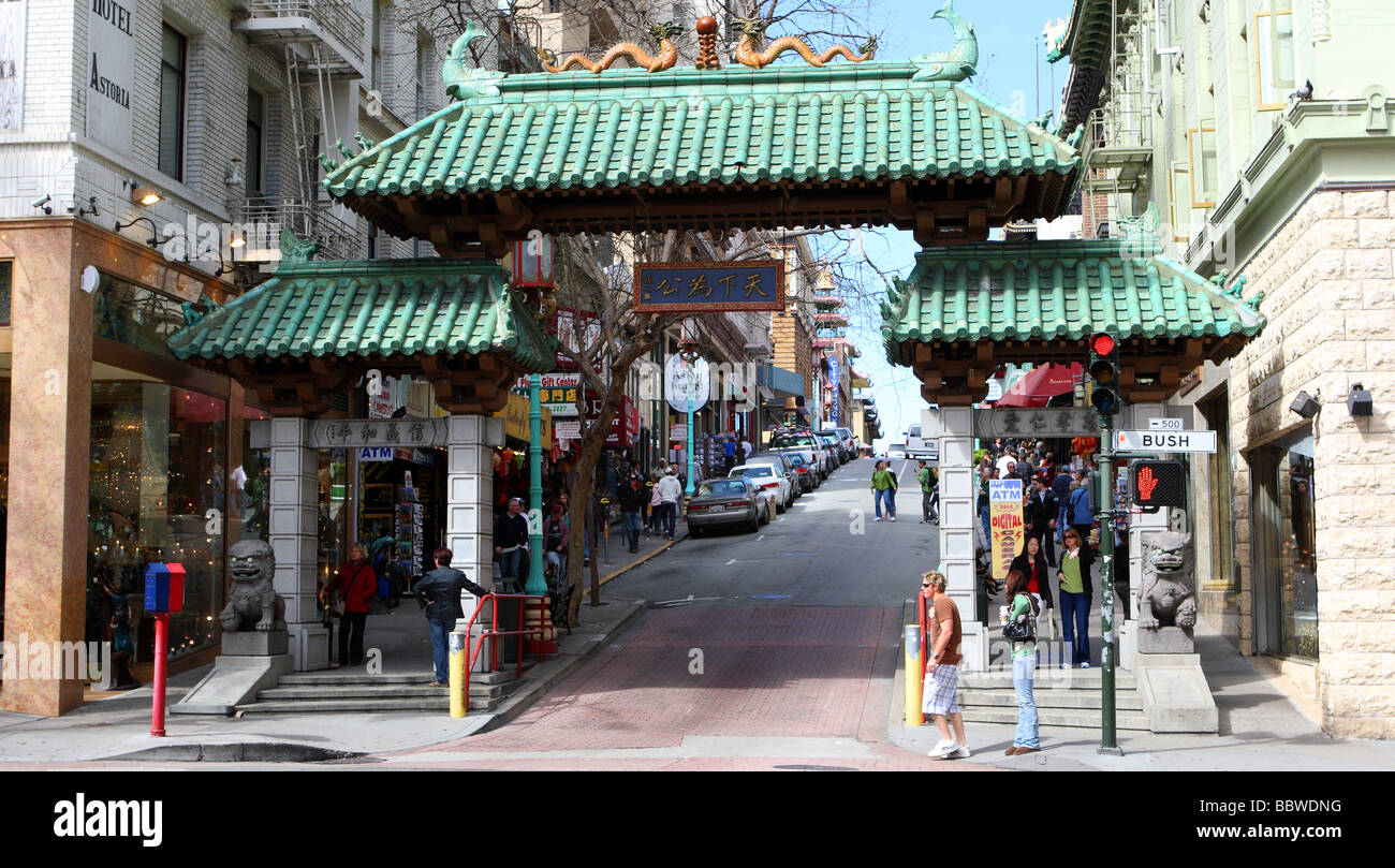 Entrée sud, porte de Chinatown San Francisco California USA Banque D'Images