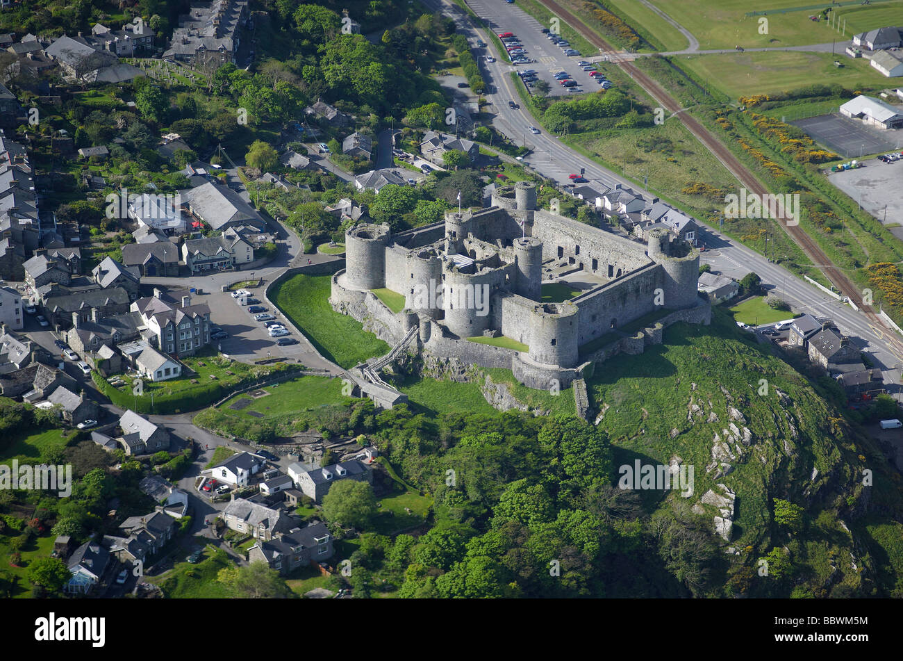 Château de Harlech, au nord du Pays de Galles, Royaume-Uni Banque D'Images