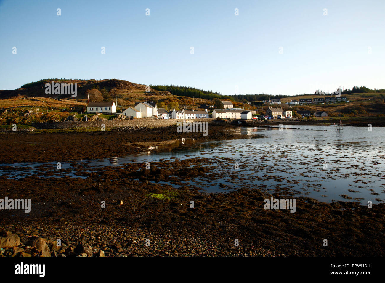 Bunessan de village sur la baie, île de Mull, Ross of Mull,Hébrides intérieures, Highlands, Ecosse, Royaume-Uni. Banque D'Images
