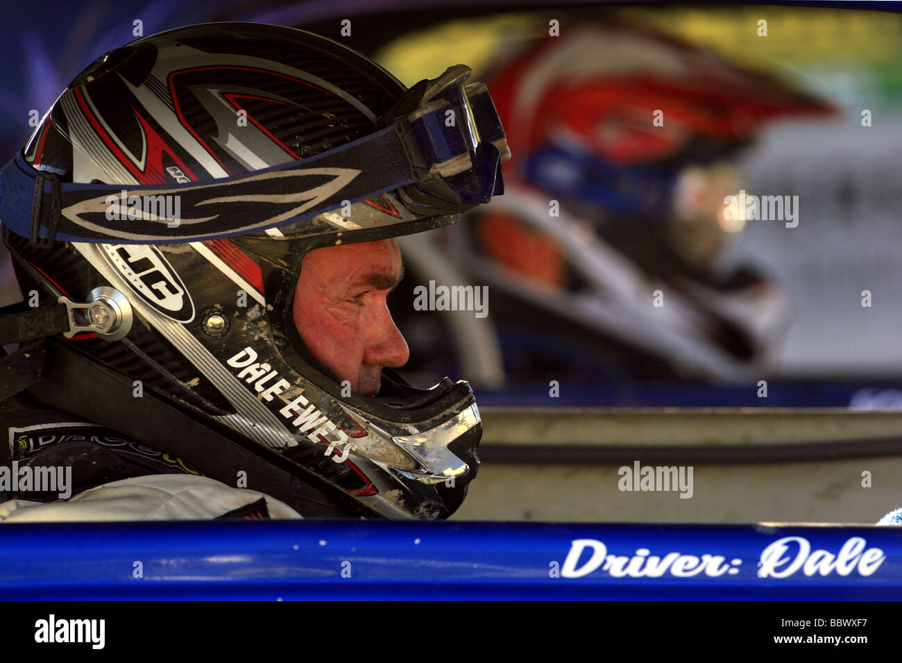 Sur le départ de Dale Ewers grille d'une super course stocks en haut de l'Afrique du Speedway, Nelson, Nouvelle-Zélande Banque D'Images