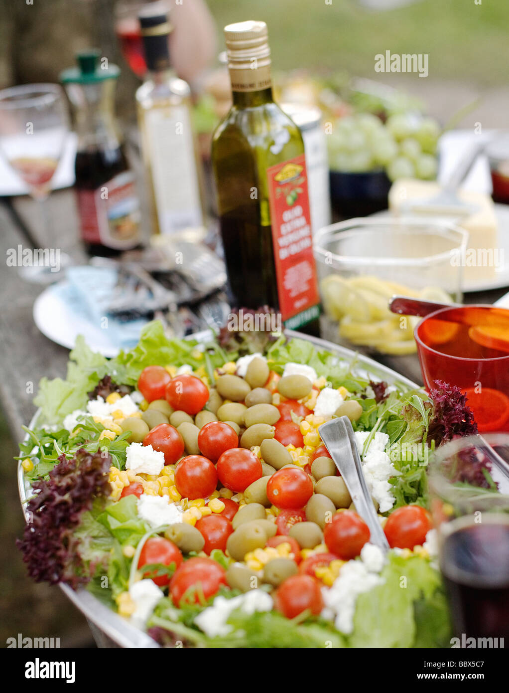 Feta Salade de tomates et olives de la Suède. Banque D'Images
