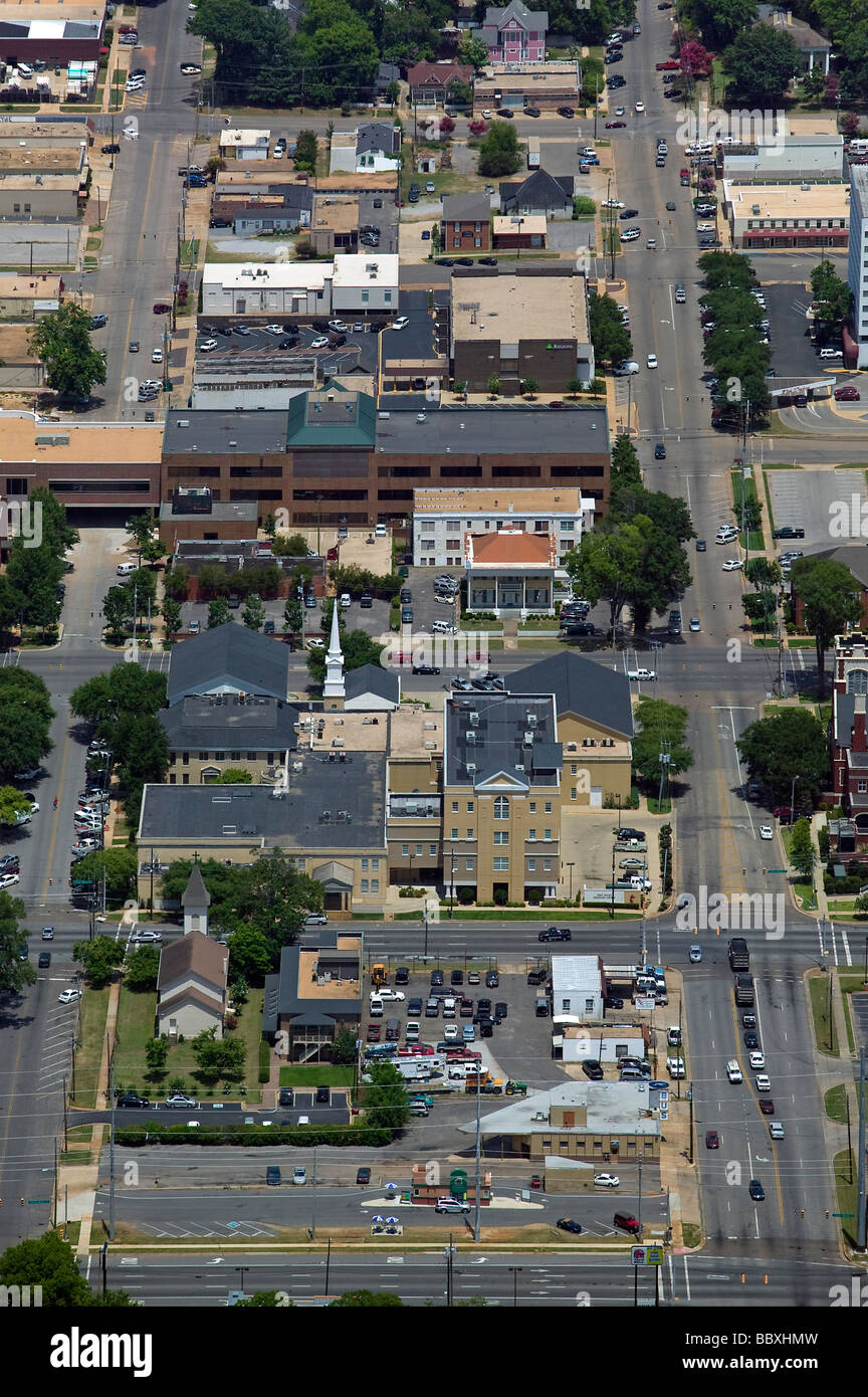 Vue aérienne au-dessus de la First United Methodist Church Tuscaloosa Alabama Banque D'Images