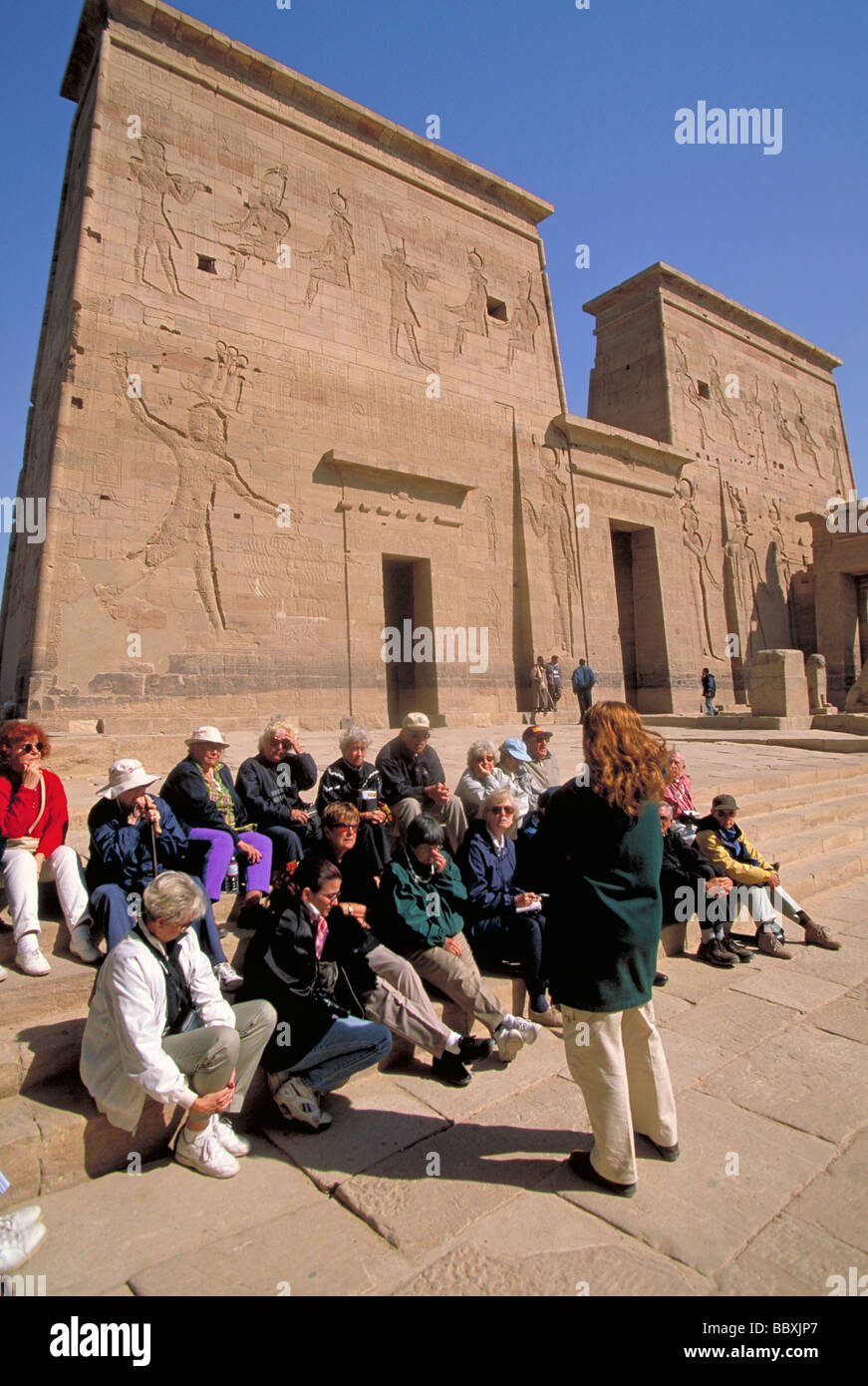 3742 Elk157 Egypte Assouan Temple de Philae 3e c BC premier pylône Banque D'Images