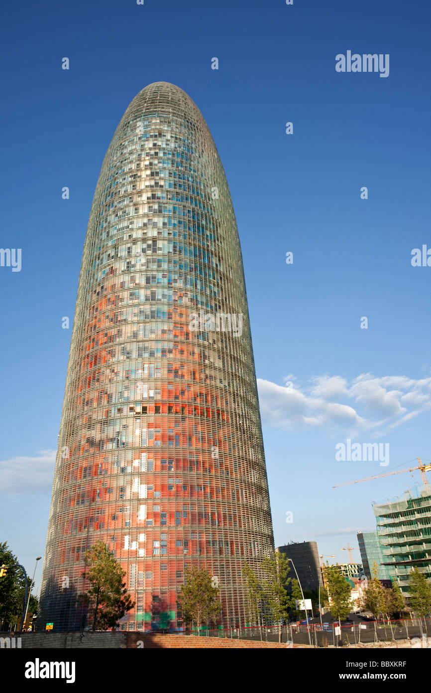 La Torre Agbar, immeuble de bureaux modernes, Barcelone Espagne Banque D'Images