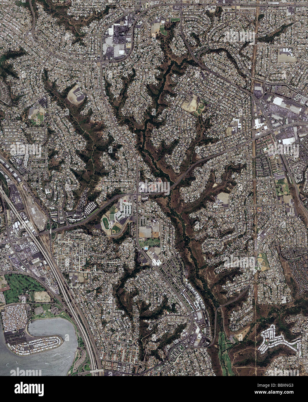 Carte aérienne voir au-dessus de canyons urbains San Diego Californie Banque D'Images