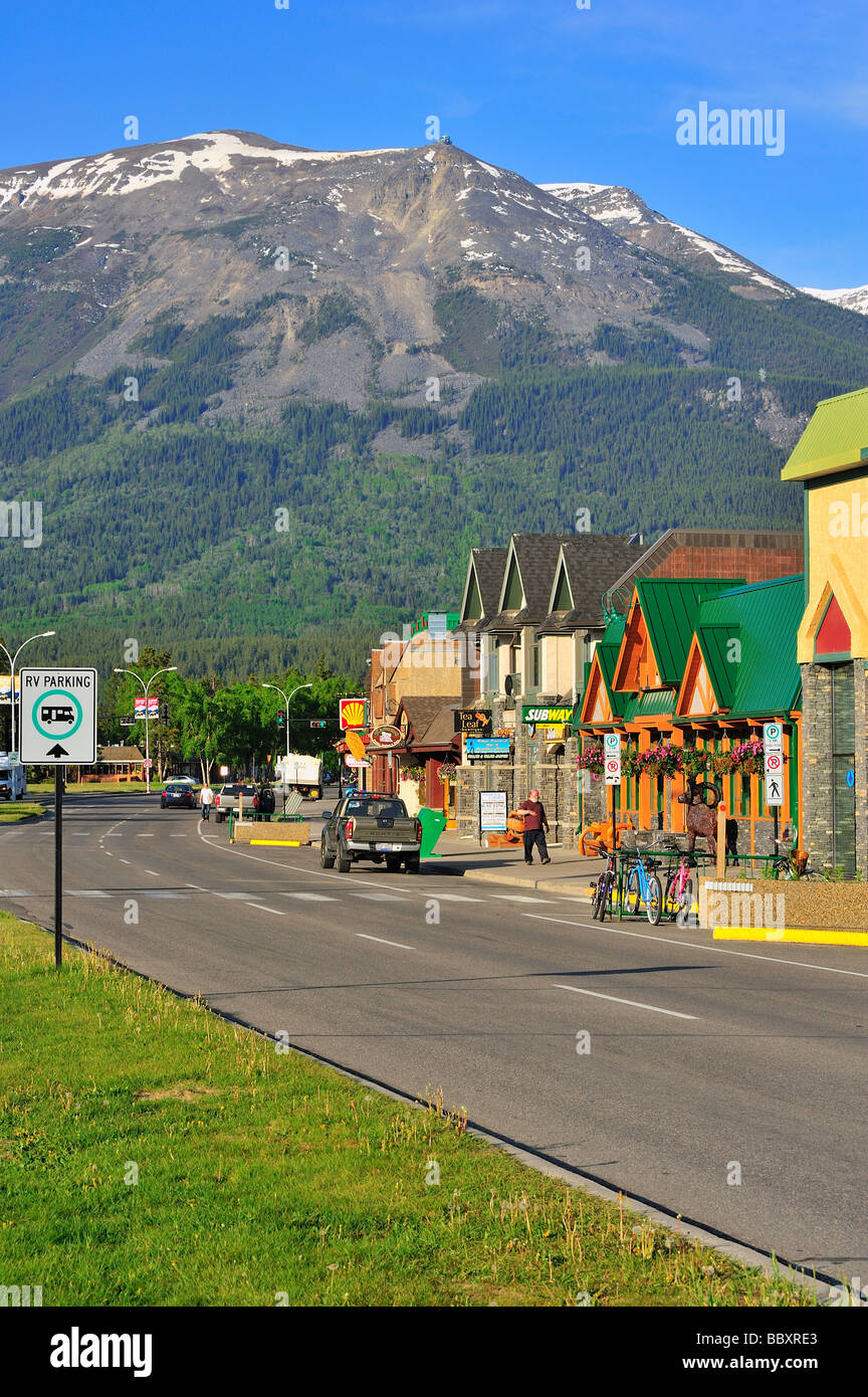 Rue principale ville de Jasper Alberta Banque D'Images
