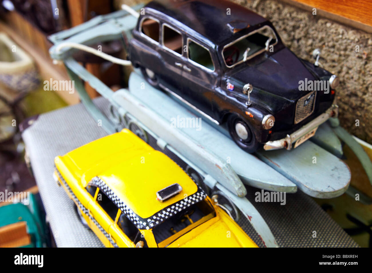 New York, London taxi taxi, Toy Cars Banque D'Images