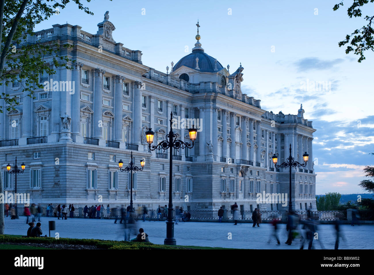 Palais Royal Allumé, Madrid Espagne Banque D'Images