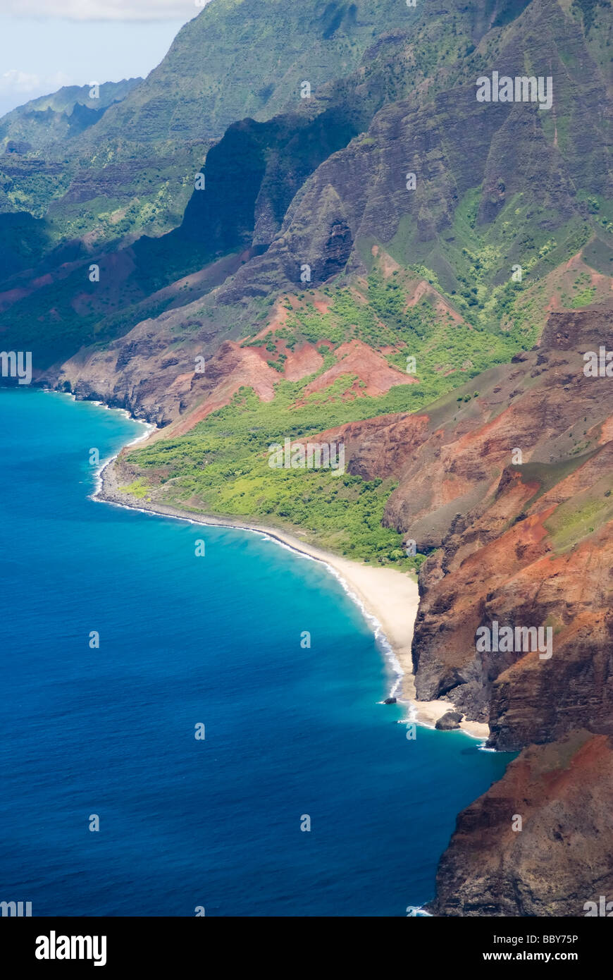 Vue aérienne de la côte Napali sur Kauai Hawaii USA Banque D'Images
